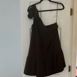Free People Black One-Shoulder Mini Dress with Shoulder Bow- NWT